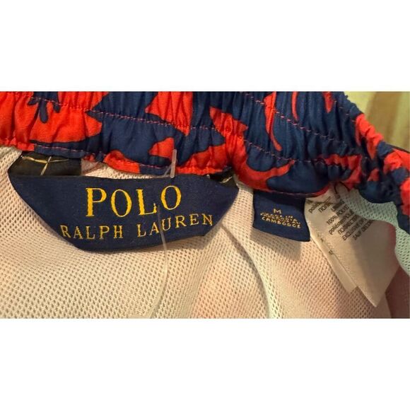Polo Ralph Lauren mesh lined swim trunks red/blue safari animal print sz M - Picture 4 of 4